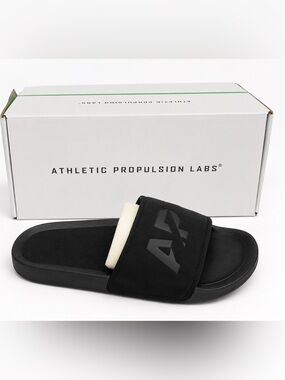APL Black Techloom Slide Sandals with Logo NIB
